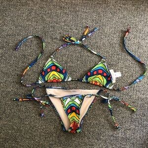 Mara Hoffman Multicolor Geo Print String Bikini size small